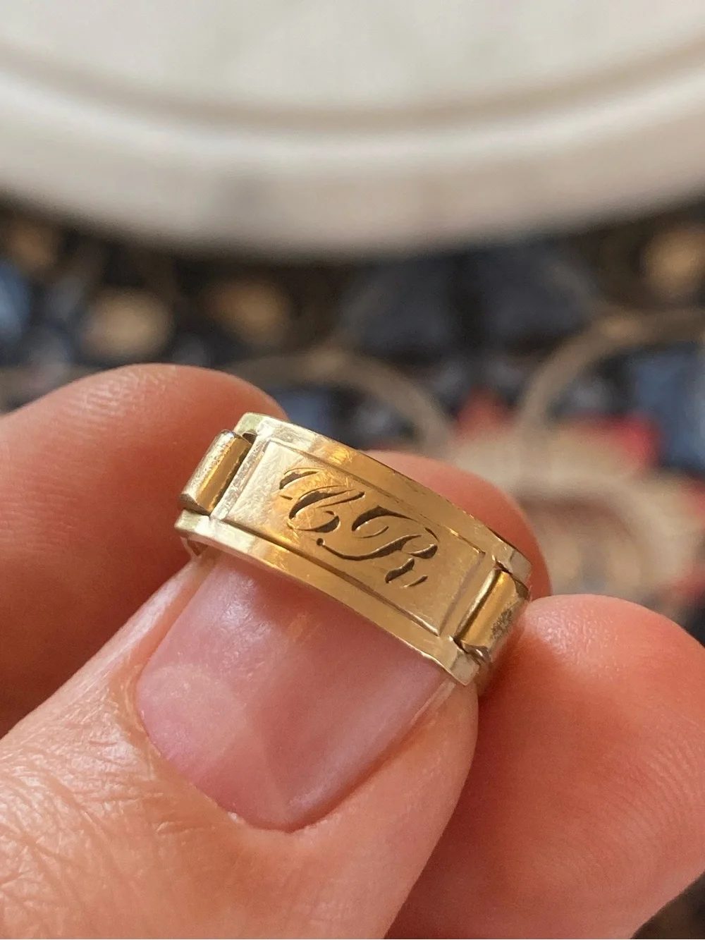 Antique “CR” Monogram Gold-Filled Ring Signed Maker’s Mark